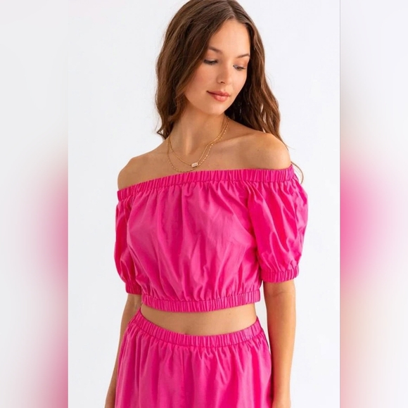 Tasha Apparel Off Shoulder Crop Top and Ruffled Shorts Set - Picture 4 of 4